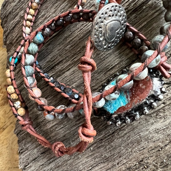 Bohemian Beaded Wrap Bracelet with Turquoise Accents - Picture 5 of 6